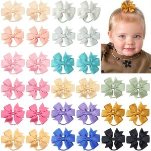 Baby Hair Ties by BBGifts, Grosgrain Ribbon, 2 inch Bow Ties-0