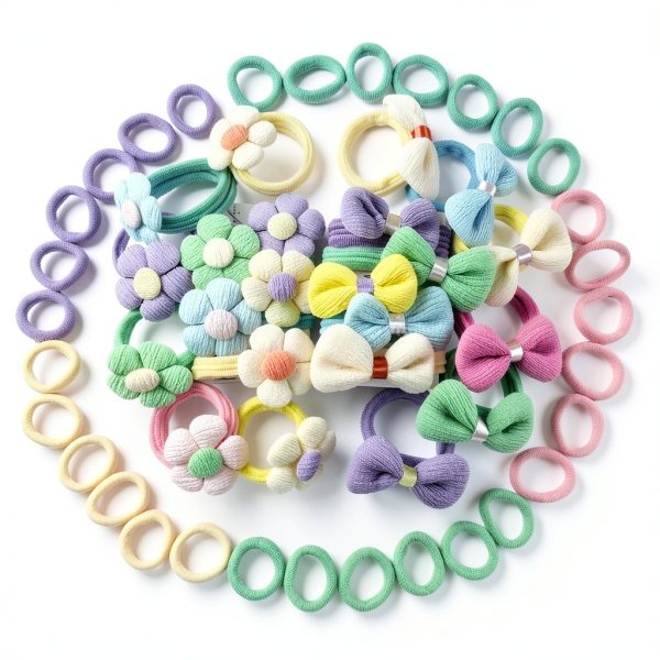 HUJIANWEN Girls Hair Ties Elastic Bow Set 54pcs-2