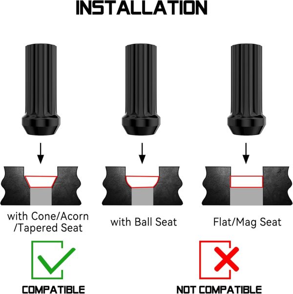 Flycle 9/16-18 Wheel Lug Nuts Black Alloy Steel-2