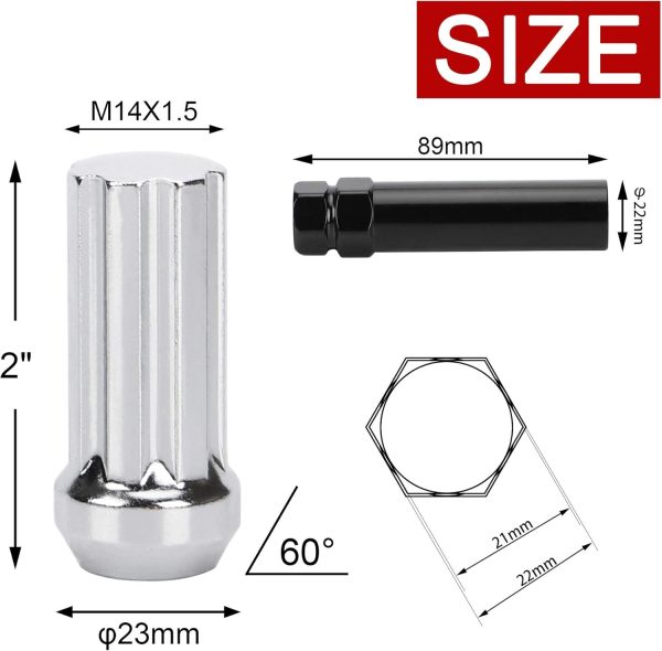 Flycle Chrome Lug Nuts 14x1.5 Lock Design-1