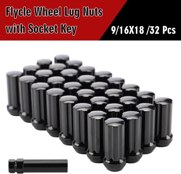Flycle 9/16-18 Wheel Lug Nuts Black Alloy Steel-6