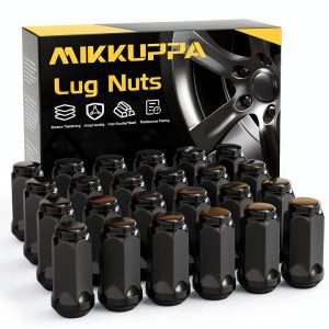 MIKKUPPA Lug Nuts Alloy Steel Hex Black 24pcs-0