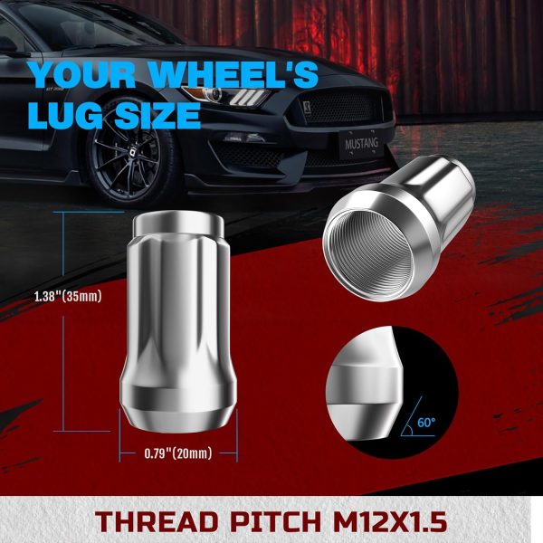 JiiinMiiin Automotive Lug Bolts 12x1.5 Chrome-1