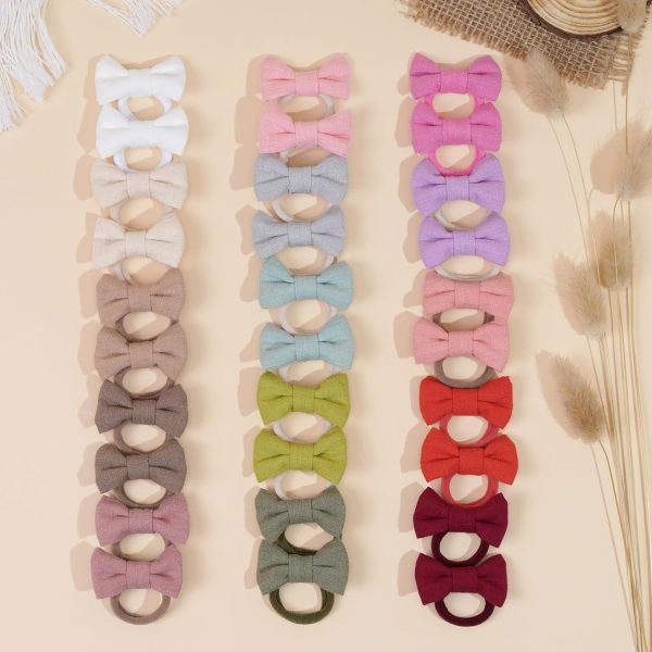 BBGifts Baby Hair Bows Handmade Linen 30pcs-6