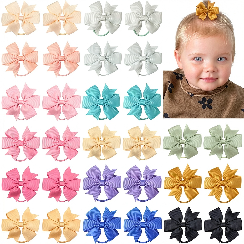 Baby wearing a soft grosgrain hair bow tie