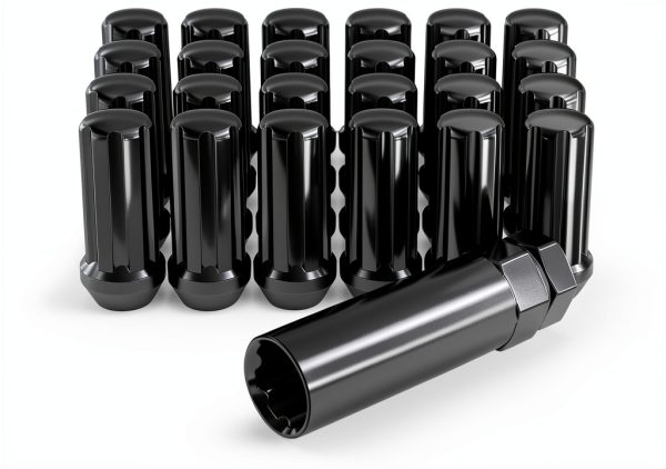 White Knight Carbon Steel Lug Nuts 24 Pack Black Chrome-0