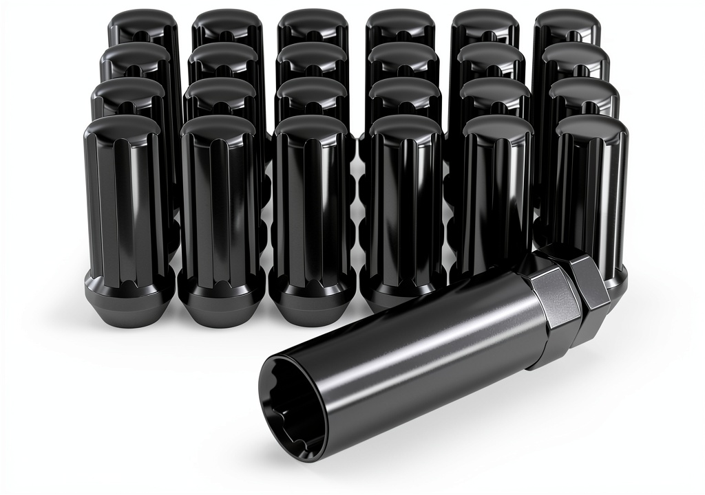 White Knight Carbon Steel Lug Nuts 24 Pack Black Chrome