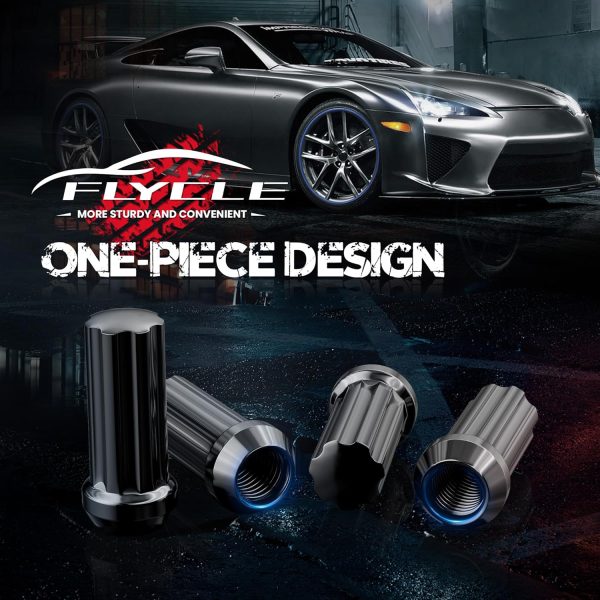 Flycle Acorn Lug Nuts Black Alloy Steel 14x1.5-3