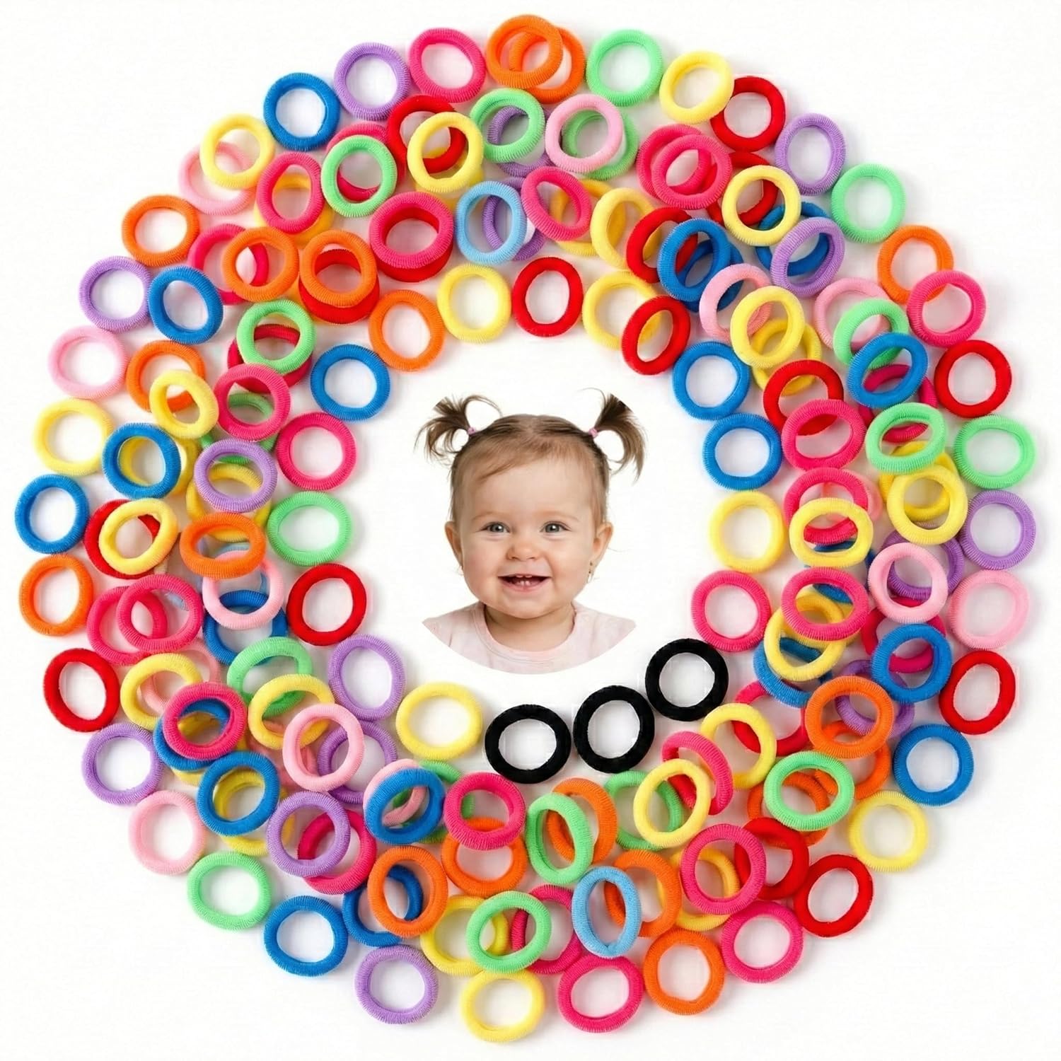 Installing Baby Hair Ties by TIZZ Durable Elastic Cotton on a wooden desk