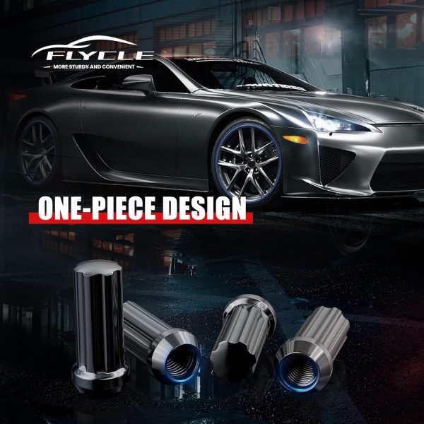 FLYCLE Lug Nuts M14 Black Steel Wheel Fastener-6