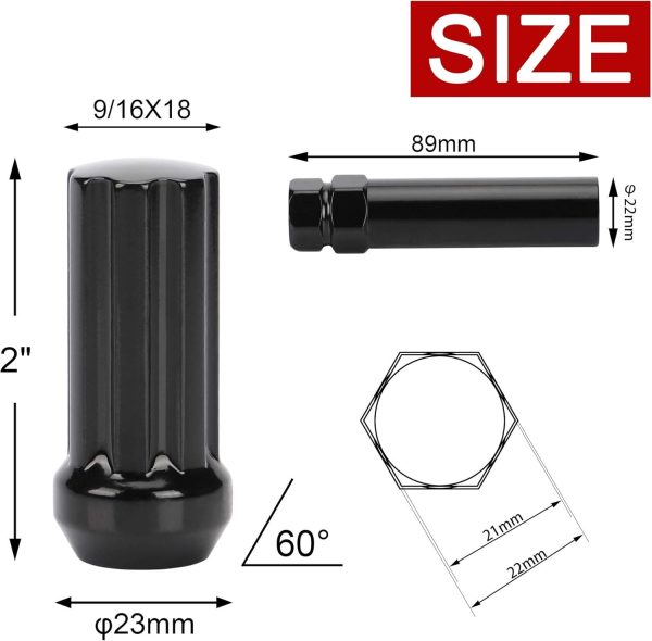 Flycle 9/16-18 Wheel Lug Nuts Black Alloy Steel-1
