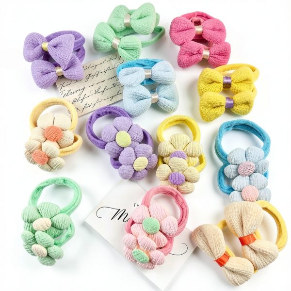 HUJIANWEN Girls Hair Ties Elastic Bow Set 54pcs-3