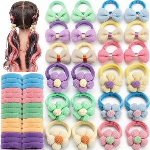 HUJIANWEN Girls Hair Ties Elastic Bow Set 54pcs-0