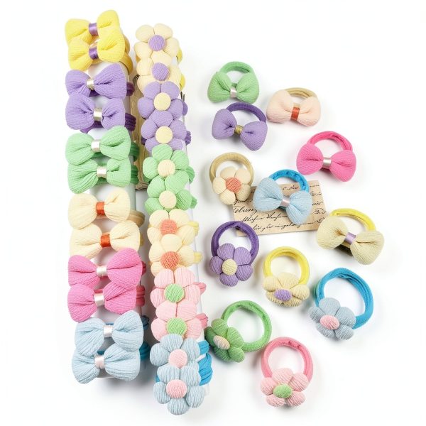HUJIANWEN Girls Hair Ties Elastic Bow Set 54pcs-6