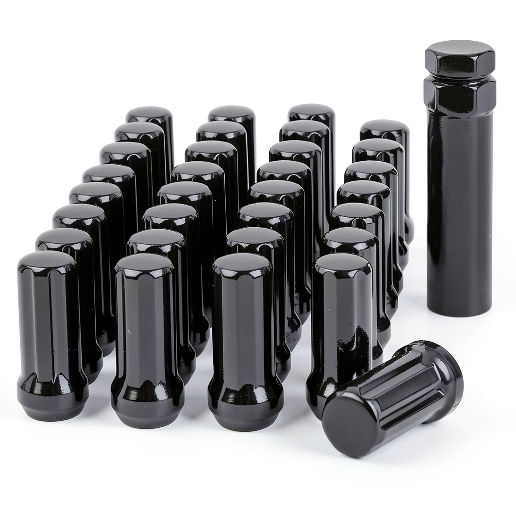 Installing Glorider M14x1.5 Spline Lug Nuts Automotive on a wooden workbench