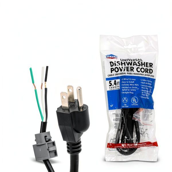 Eastman Dishwasher Power Cord Kit 69011 5.3ft Universal 16‑Gauge Black-5