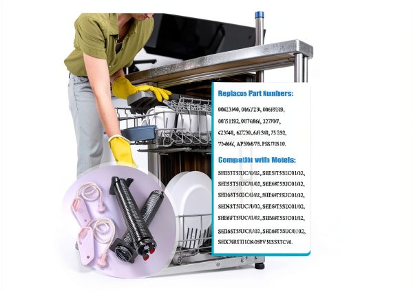eHuangTools Dishwasher Door Spring & Cable Kit 00754866 Steel-3