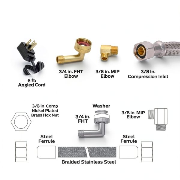 Dishwasher Installation Kit Eastman 6ft Braided Stainless Steel Supply-5