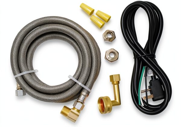 Universal Dishwasher Installation Kit with 6' Connector and Power Cord, Stainless Steel-0