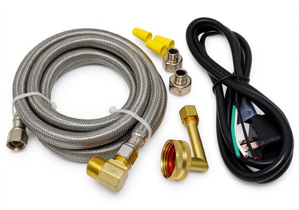 Universal Dishwasher Installation Kit with 6' Connector and Power Cord, Stainless Steel-8