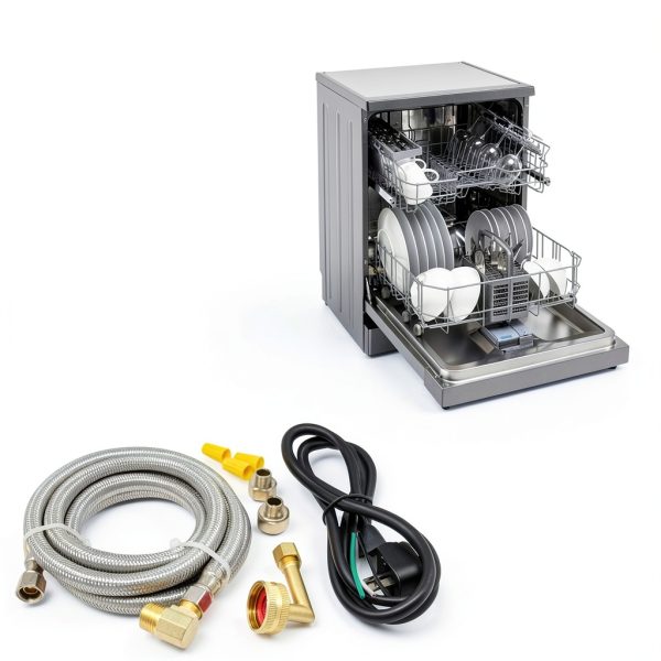 Universal Dishwasher Installation Kit with 6' Connector and Power Cord, Stainless Steel-3