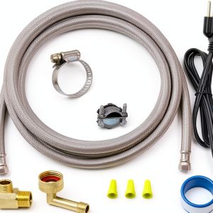 Dishwasher Installation Kit Eastman 6ft Braided Stainless Steel Supply-0