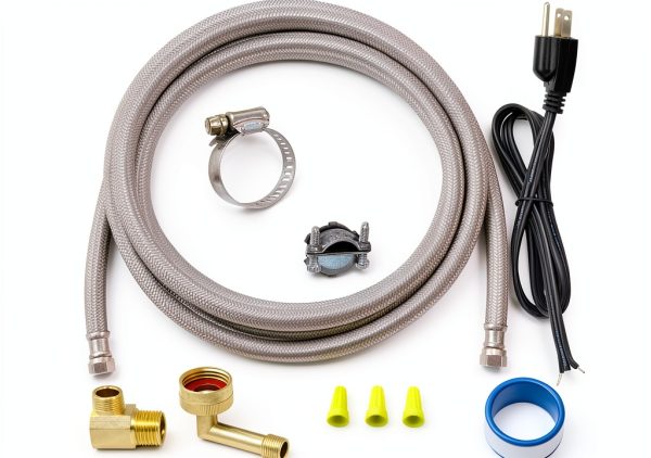 Dishwasher Installation Kit Eastman 6ft Braided Stainless Steel Supply-0